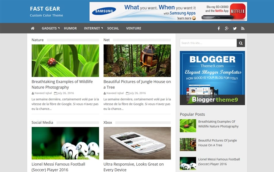 Fast Gear Responsive Blogger Template