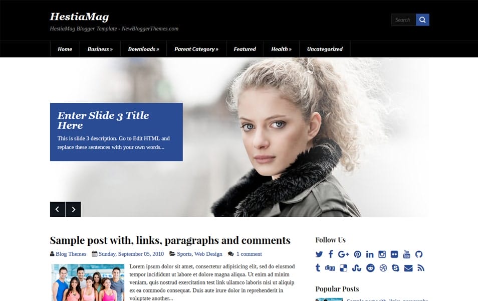 HestiaMag Responsive Blogger Template