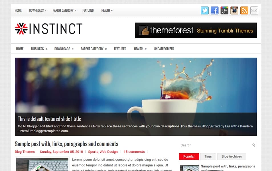 Instinct Responsive Blogger Template