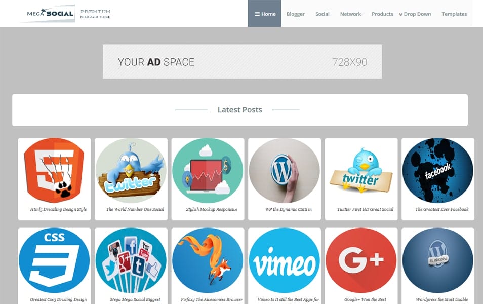 300+ Best Free Responsive Blogger Templates 2025 309 Mega Social Responsive Blogger Template