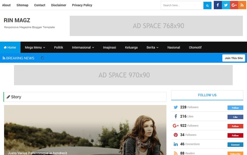 300+ Best Free Responsive Blogger Templates 2025 97 Rin Magz Responsive Blogger Template
