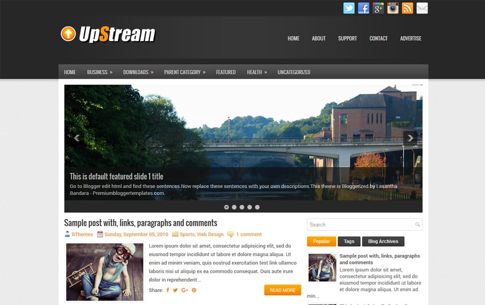 300+ Best Free Responsive Blogger Templates 2025 264 UpStream Responsive Blogger Template
