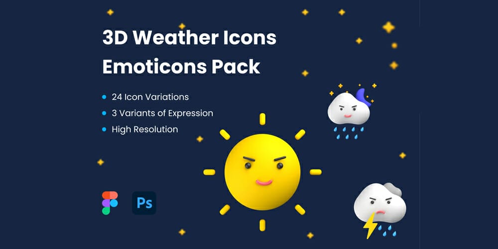 Best Free Icon Sets 2024 142 3D Weather Icons