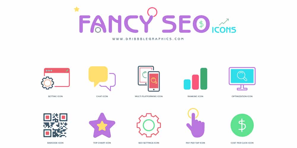 Free Flat Fancy SEO Icons 