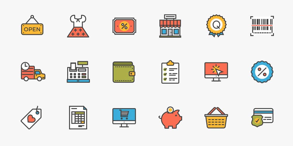 Free Flat Line Ecommerce Icons