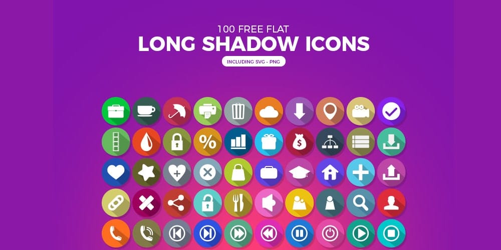 Best Free Icon Sets 2024 267 Free-Flat-Long-Shadow-Icons