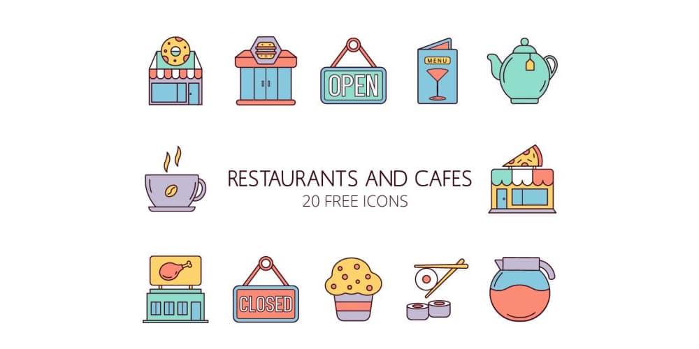 Best Free Icon Sets 2024 469 Restaurants and Cafes Vector Icons