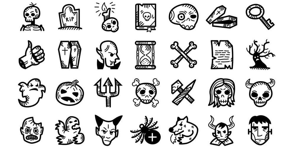 Best Free Icon Sets 2024 345 Spooky Halloween Handdrawn Icons