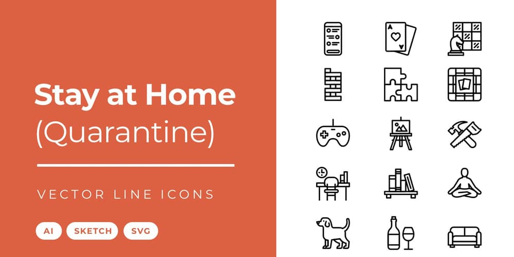 Best Free Icon Sets 2024 41 Stay at Home Quarantine Icons