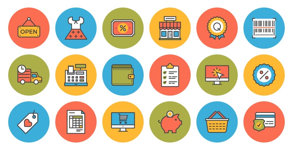 flat line ecommerce icons