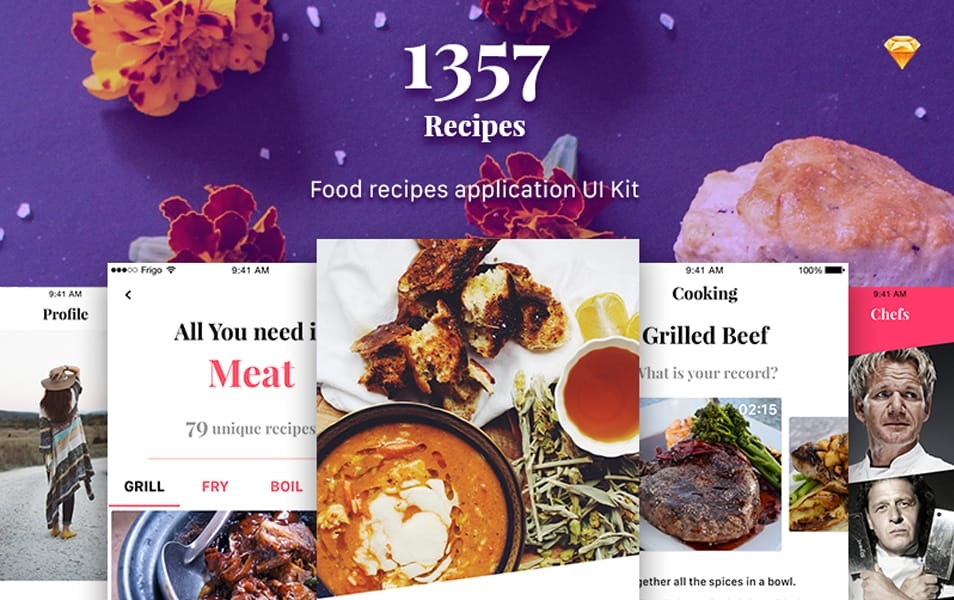 1357 Recipe App UI Kit