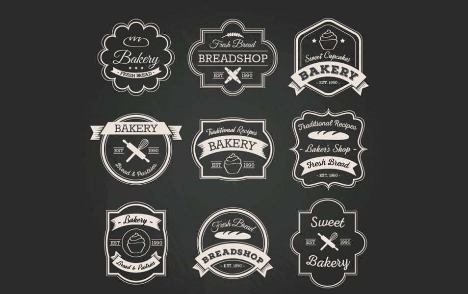 Bakery badge collection in retro style