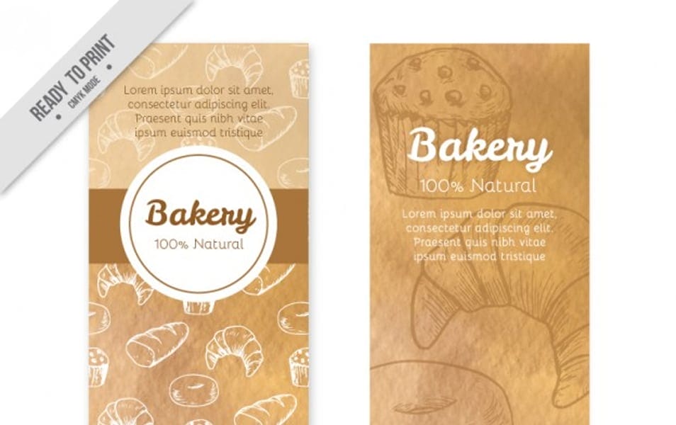 Bakery banners of hand drawn products
