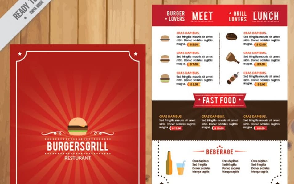 Burguer bar red menu template