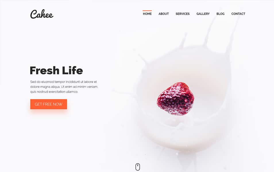 Cahee Food Blog Template Free PSD