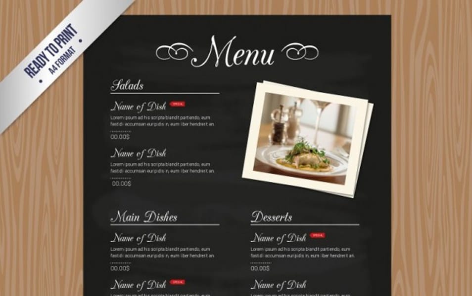 Cmyk Restaurant menu template