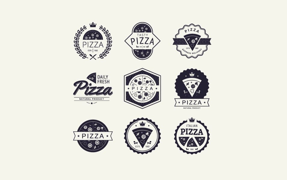 Collection of pizza themed logos