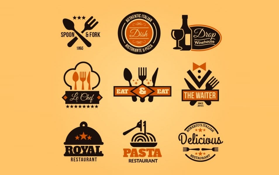Collection of restaurant badges