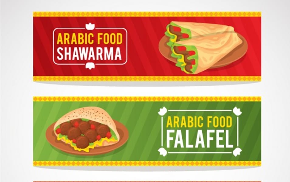 Colored food arabic banners