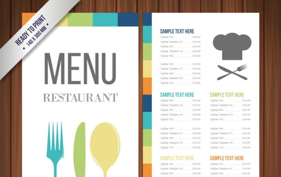 Colorful menu template