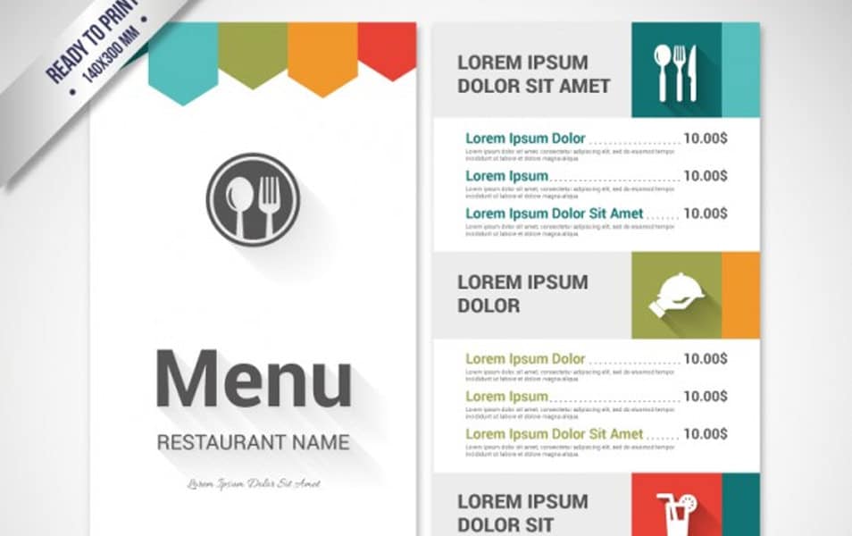 Colorful menu template