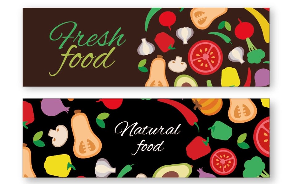 Colorful vegetables banner set
