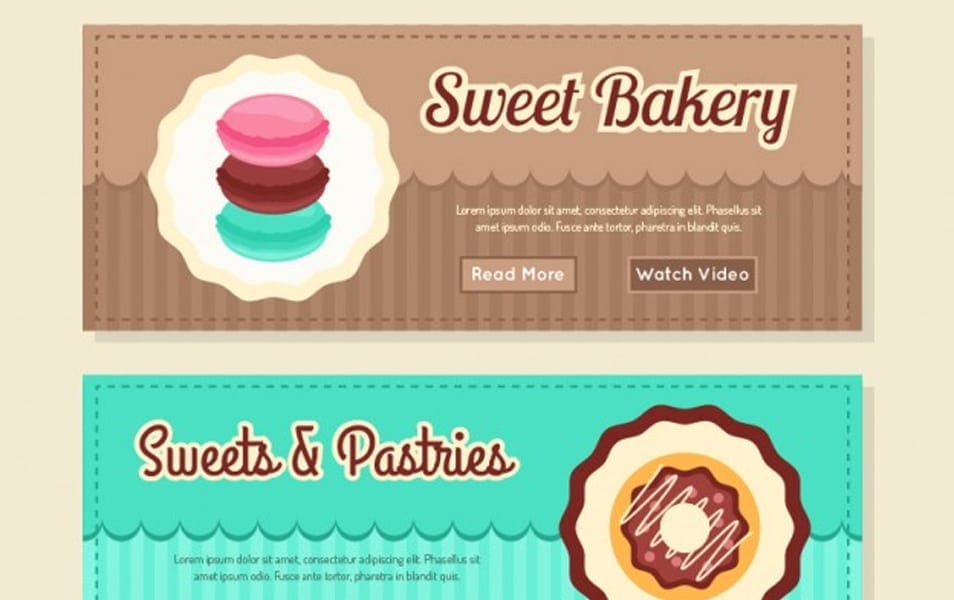 Coloured bakery banners
