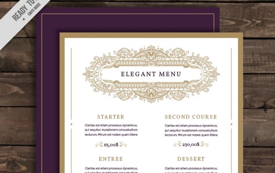 Elegant menu restaurant template