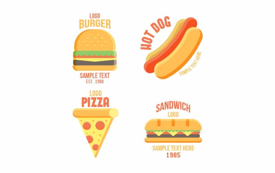 Fast Food Restaurant Flat Logos Collection