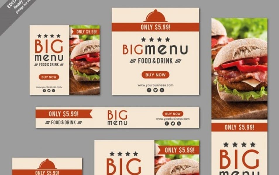 Fast food restaurant banner set