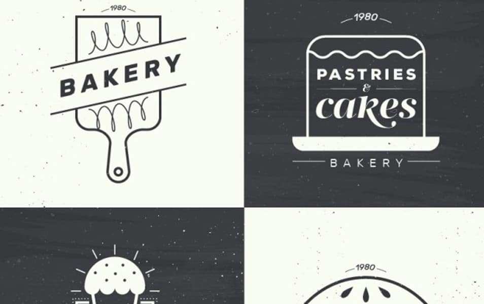 Flat Bakery Logotypes in Vintage Style