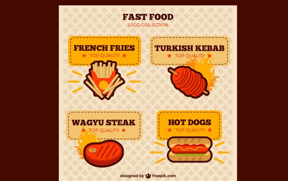 Flat Tasty Fast Food Logotypes