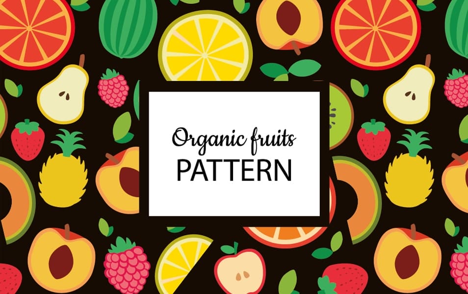 Flat organic fruit seamless pattern