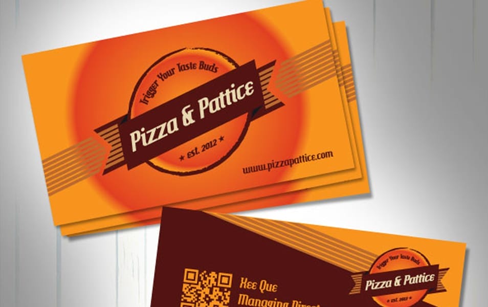Free Vector Pizza & Pattice Business Card Design Template