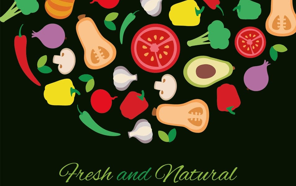 Fresh and natural flat vegetables poster