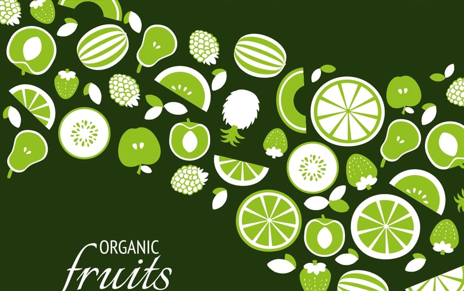 Green organic fruit backdrop