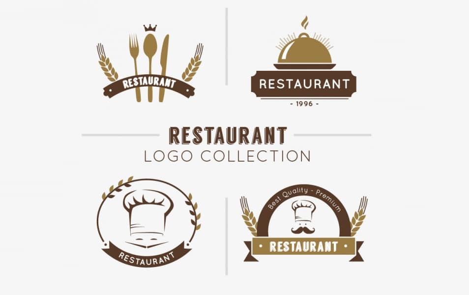 Hand drawn restaurant logo collection