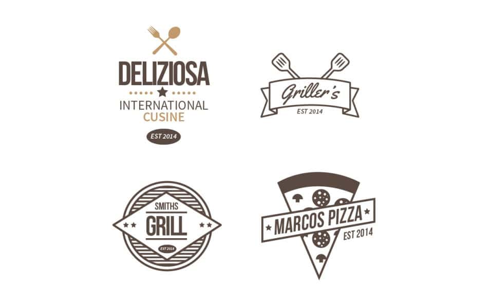 Hand drawn restaurant logos set