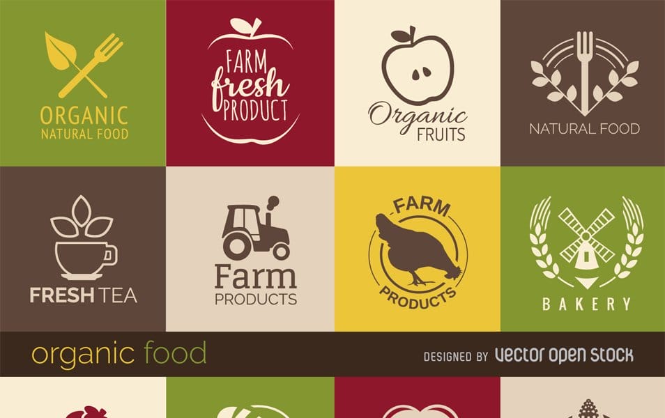 Healthy food signs and badges set