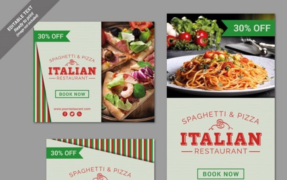 Italian restaurant banner set