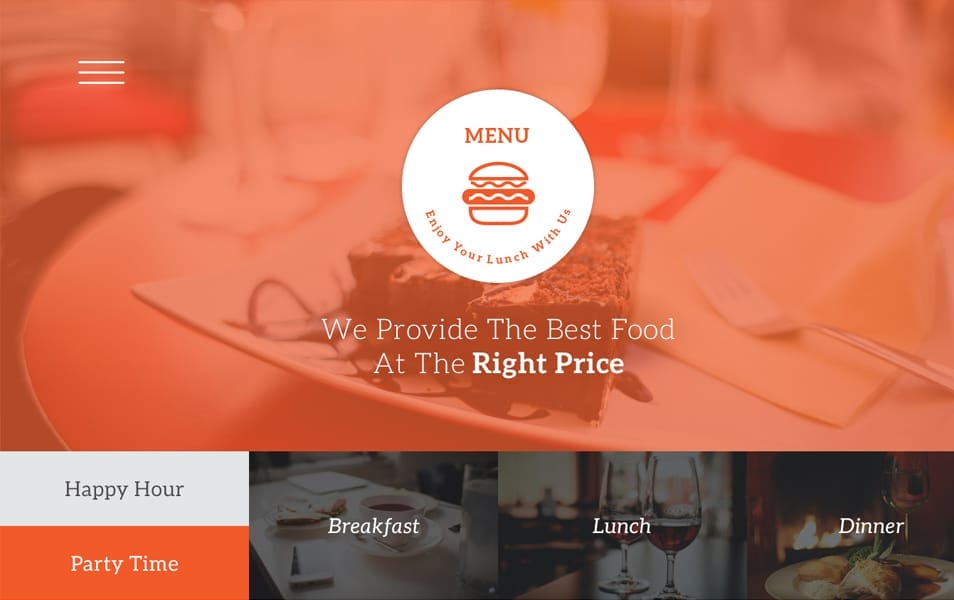 Menu One Page Restaurant PSD Template