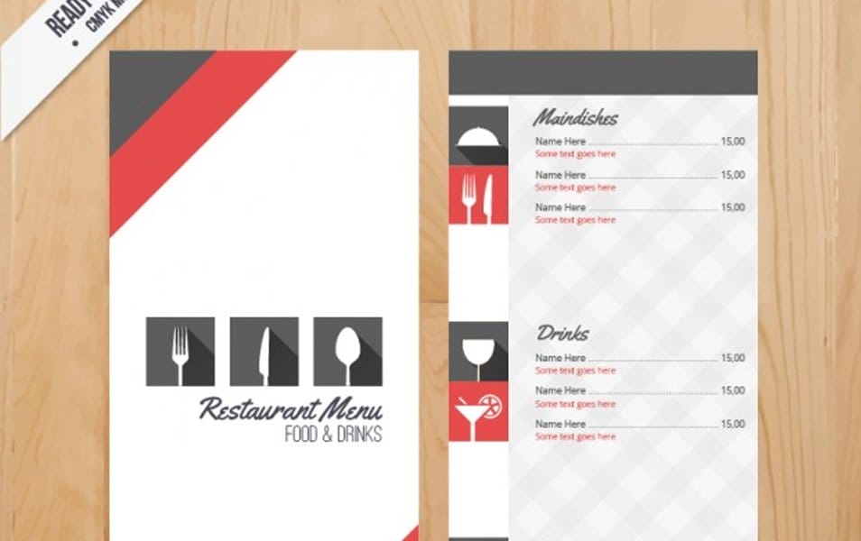 Menu template for restaurant