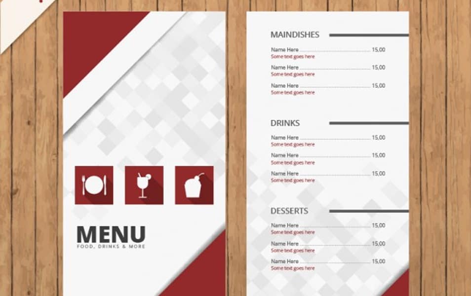Menu template with icons