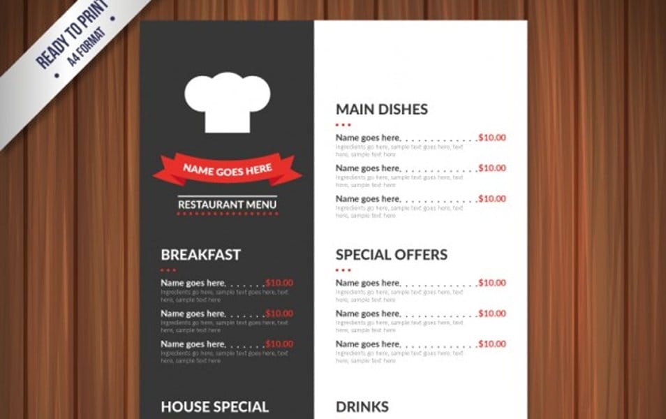 Modern menu