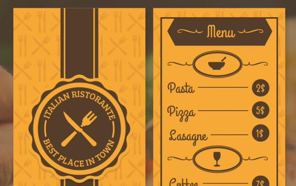 Orange restaurant menu