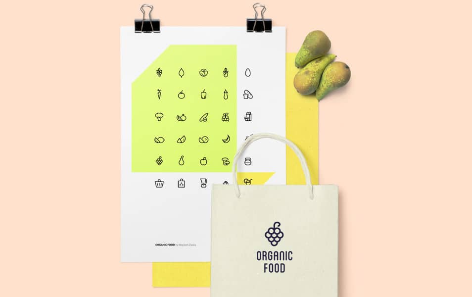 Organic Food Icon Set