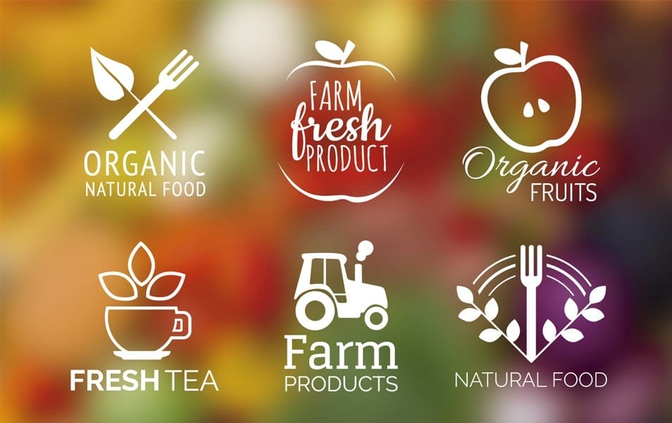 Organic and natural food label set