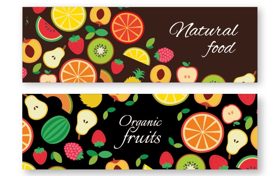 Organic fruit banner set