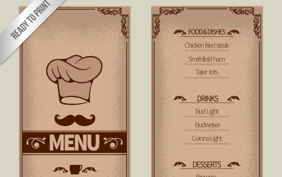 Ornamental menu template