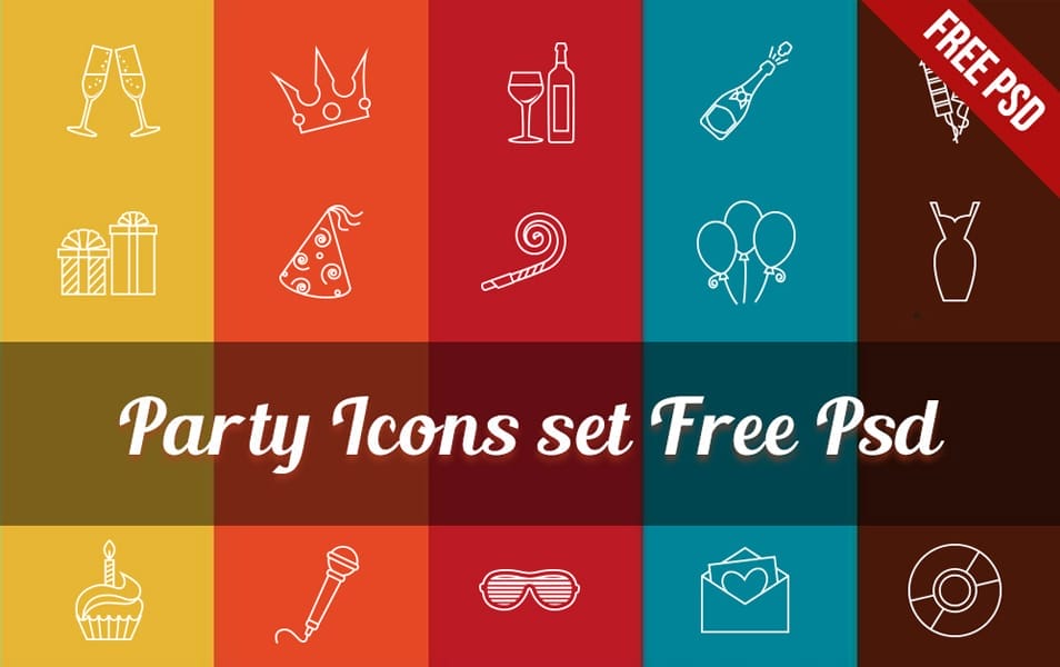 Party Icons set Free Psd